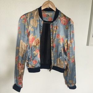 Zara Silk Blue Floral Bomber
